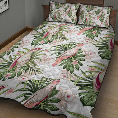Australia Pink Cockatoo Quilt Bed Set Aussie Orchids - Seamless Pattern