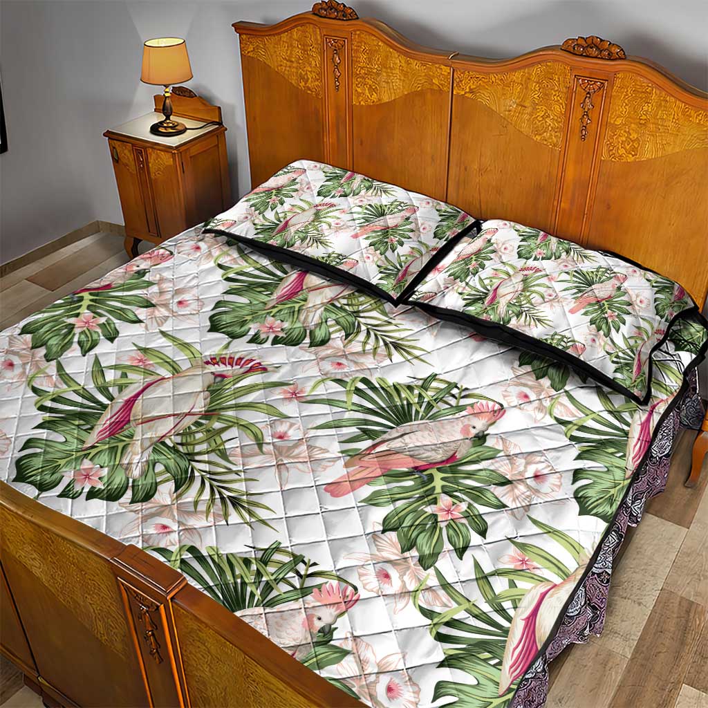Australia Pink Cockatoo Quilt Bed Set Aussie Orchids - Seamless Pattern