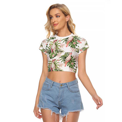 Australia Pink Cockatoo Raglan Cropped T Shirt Aussie Orchids - Seamless Pattern