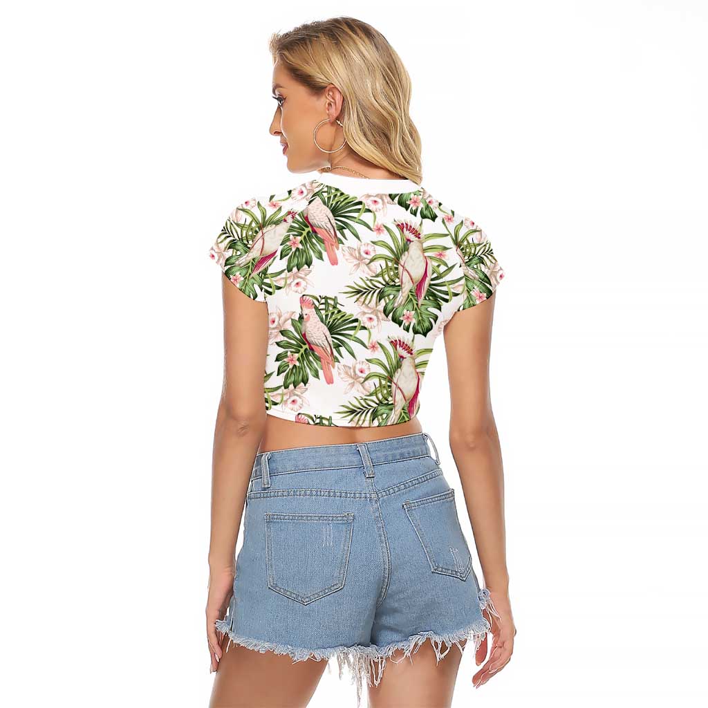 Australia Pink Cockatoo Raglan Cropped T Shirt Aussie Orchids - Seamless Pattern