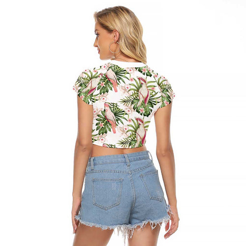 Australia Pink Cockatoo Raglan Cropped T Shirt Aussie Orchids - Seamless Pattern