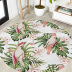 Australia Pink Cockatoo Round Carpet Aussie Orchids - Seamless Pattern