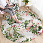 Australia Pink Cockatoo Round Carpet Aussie Orchids - Seamless Pattern
