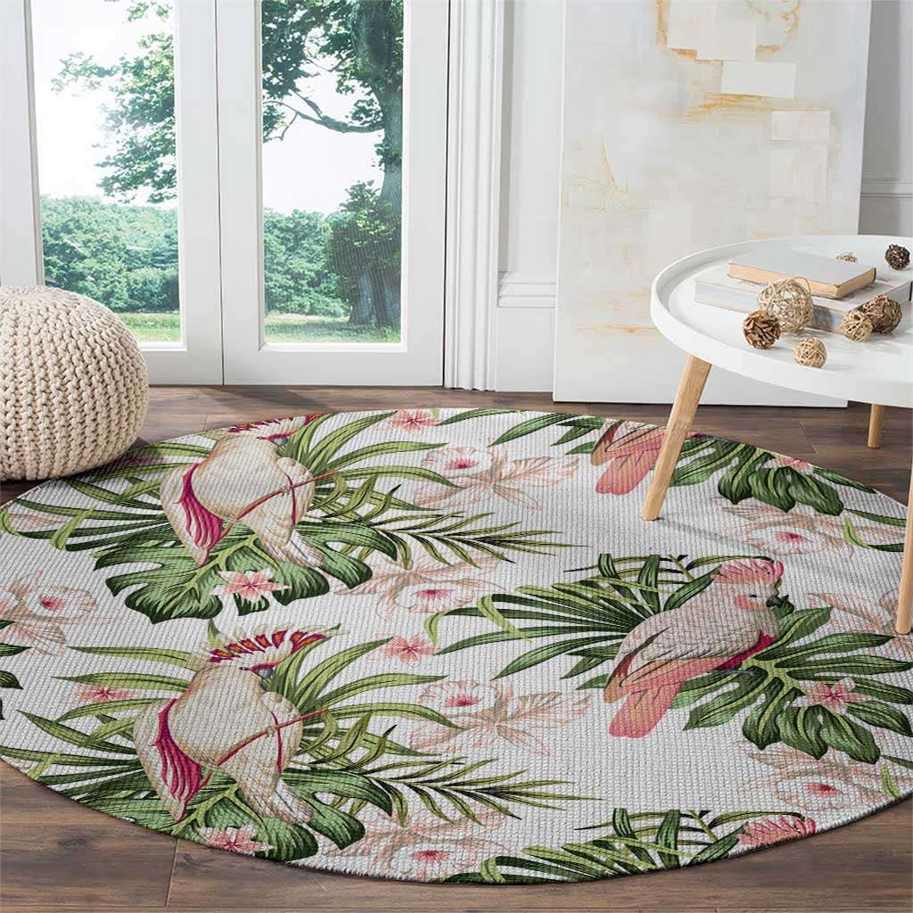 Australia Pink Cockatoo Round Carpet Aussie Orchids - Seamless Pattern