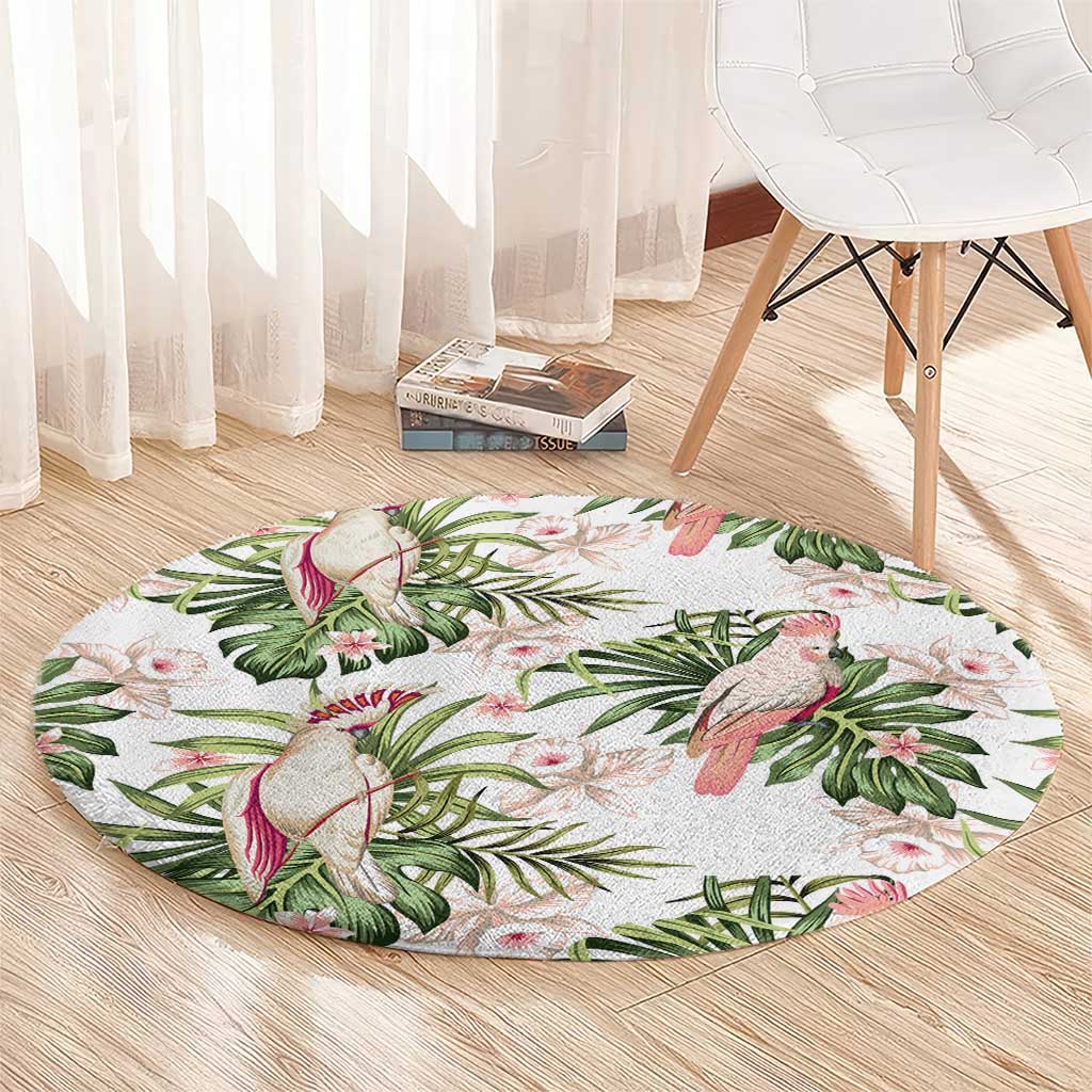 Australia Pink Cockatoo Round Carpet Aussie Orchids - Seamless Pattern