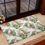 Australia Pink Cockatoo Rubber Doormat Aussie Orchids - Seamless Pattern