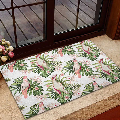 Australia Pink Cockatoo Rubber Doormat Aussie Orchids - Seamless Pattern