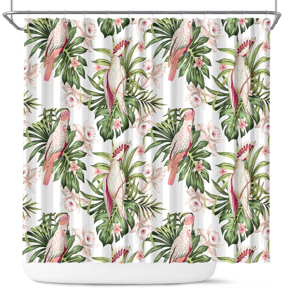 Australia Pink Cockatoo Shower Curtain Aussie Orchids - Seamless Pattern