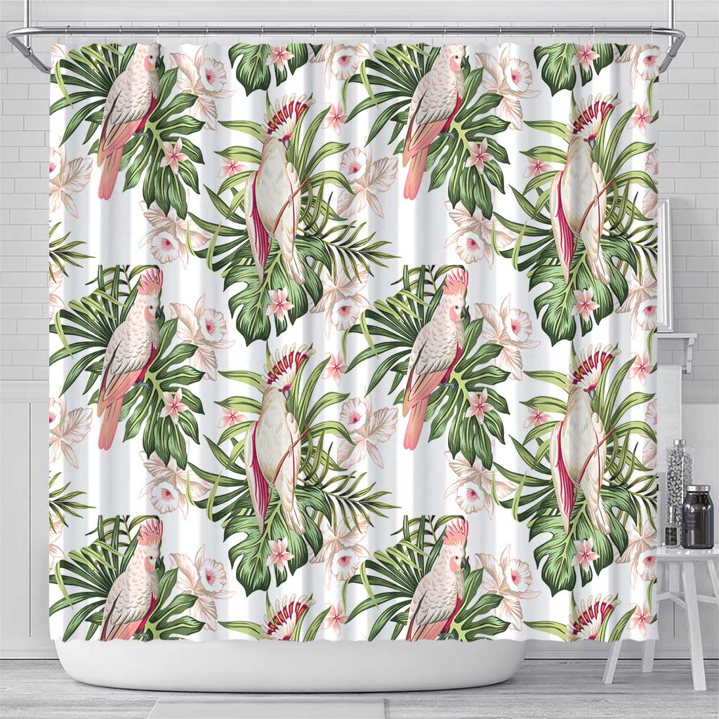 Australia Pink Cockatoo Shower Curtain Aussie Orchids - Seamless Pattern