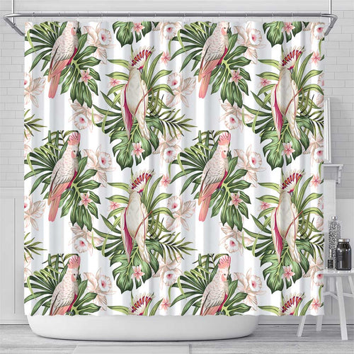Australia Pink Cockatoo Shower Curtain Aussie Orchids - Seamless Pattern