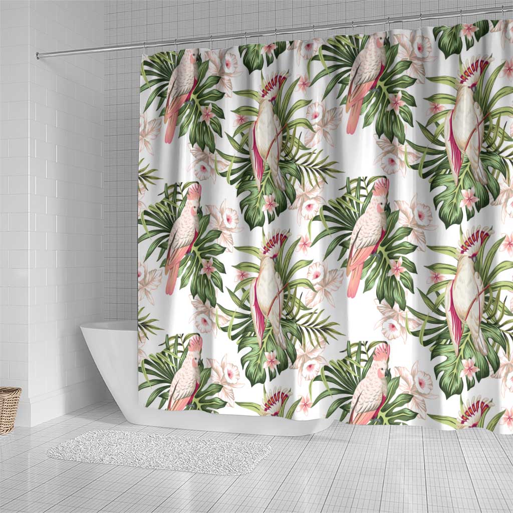 Australia Pink Cockatoo Shower Curtain Aussie Orchids - Seamless Pattern