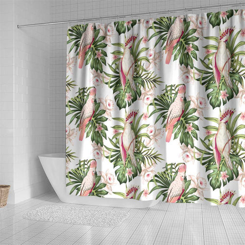 Australia Pink Cockatoo Shower Curtain Aussie Orchids - Seamless Pattern