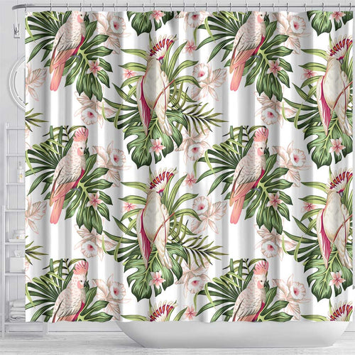 Australia Pink Cockatoo Shower Curtain Aussie Orchids - Seamless Pattern