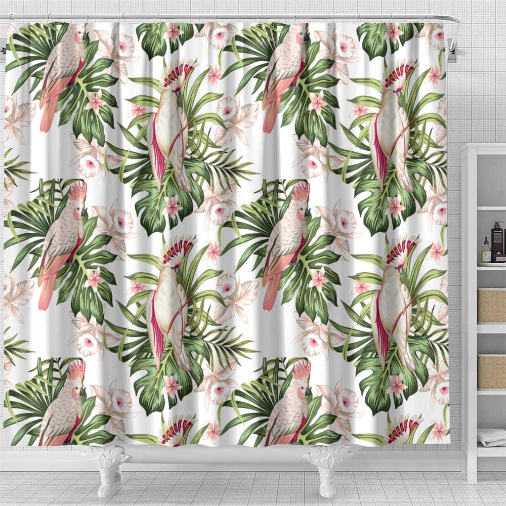 Australia Pink Cockatoo Shower Curtain Aussie Orchids - Seamless Pattern