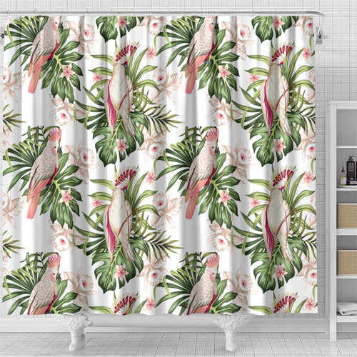Australia Pink Cockatoo Shower Curtain Aussie Orchids - Seamless Pattern