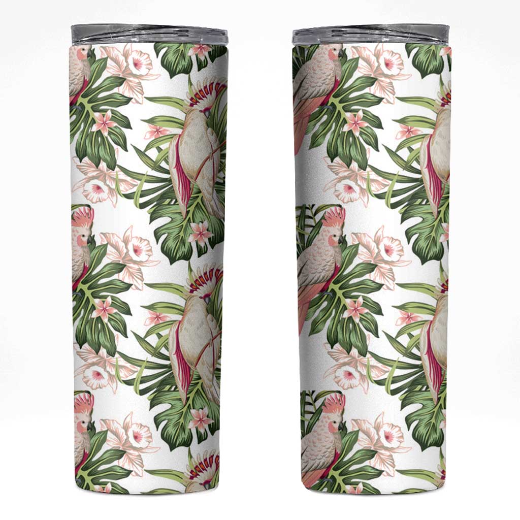 Australia Pink Cockatoo Skinny Tumbler Aussie Orchids - Seamless Pattern