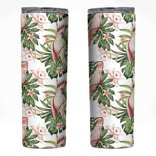 Australia Pink Cockatoo Skinny Tumbler Aussie Orchids - Seamless Pattern