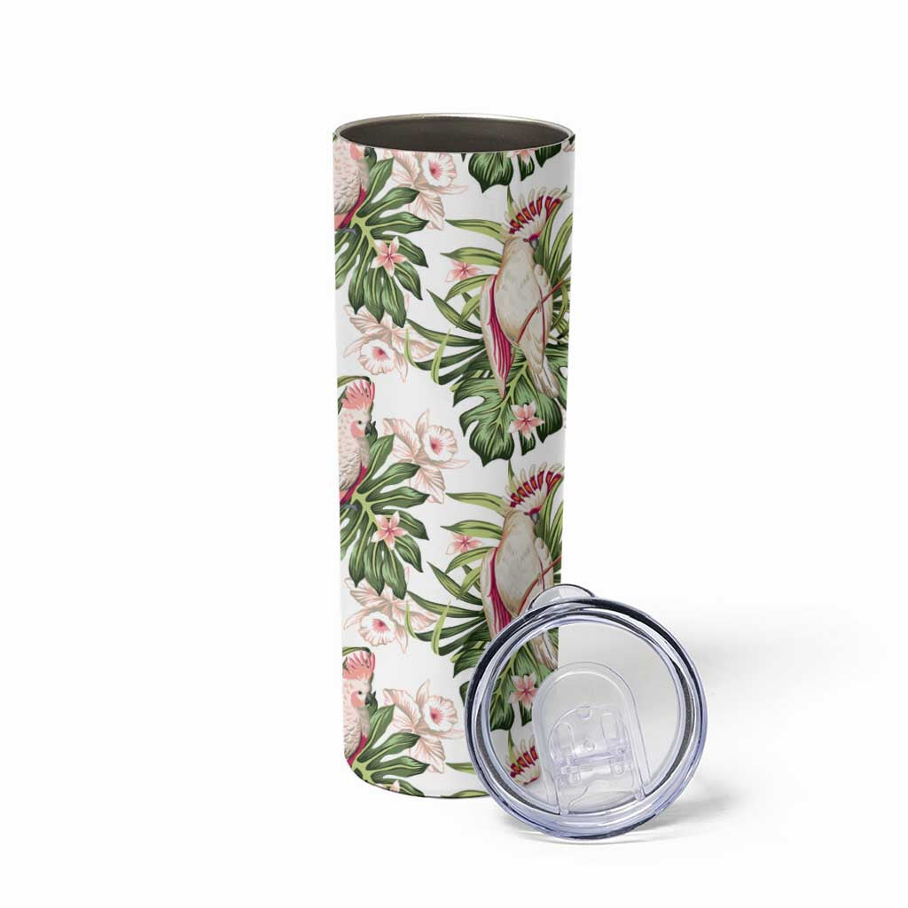 Australia Pink Cockatoo Skinny Tumbler Aussie Orchids - Seamless Pattern
