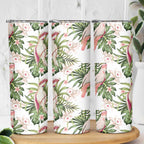 Australia Pink Cockatoo Skinny Tumbler Aussie Orchids - Seamless Pattern