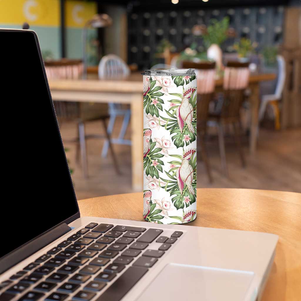 Australia Pink Cockatoo Skinny Tumbler Aussie Orchids - Seamless Pattern