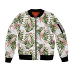 Australia Pink Cockatoo Sleeve Zip Bomber Jacket Aussie Orchids - Seamless Pattern