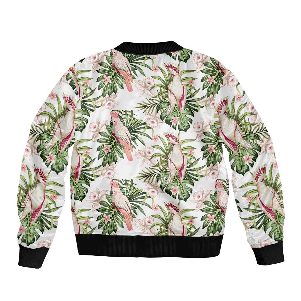 Australia Pink Cockatoo Sleeve Zip Bomber Jacket Aussie Orchids - Seamless Pattern