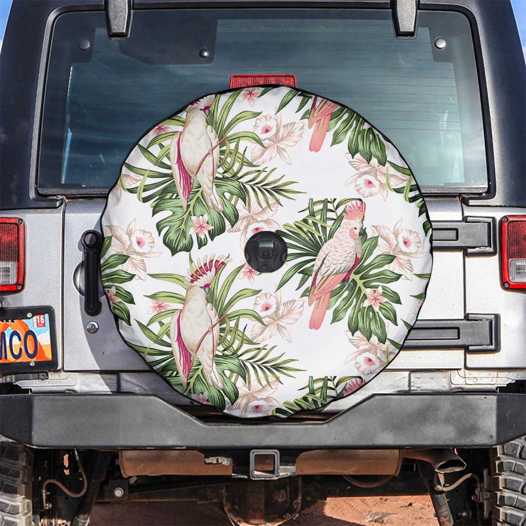 Australia Pink Cockatoo Spare Tire Cover Aussie Orchids - Seamless Pattern