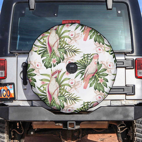 Australia Pink Cockatoo Spare Tire Cover Aussie Orchids - Seamless Pattern