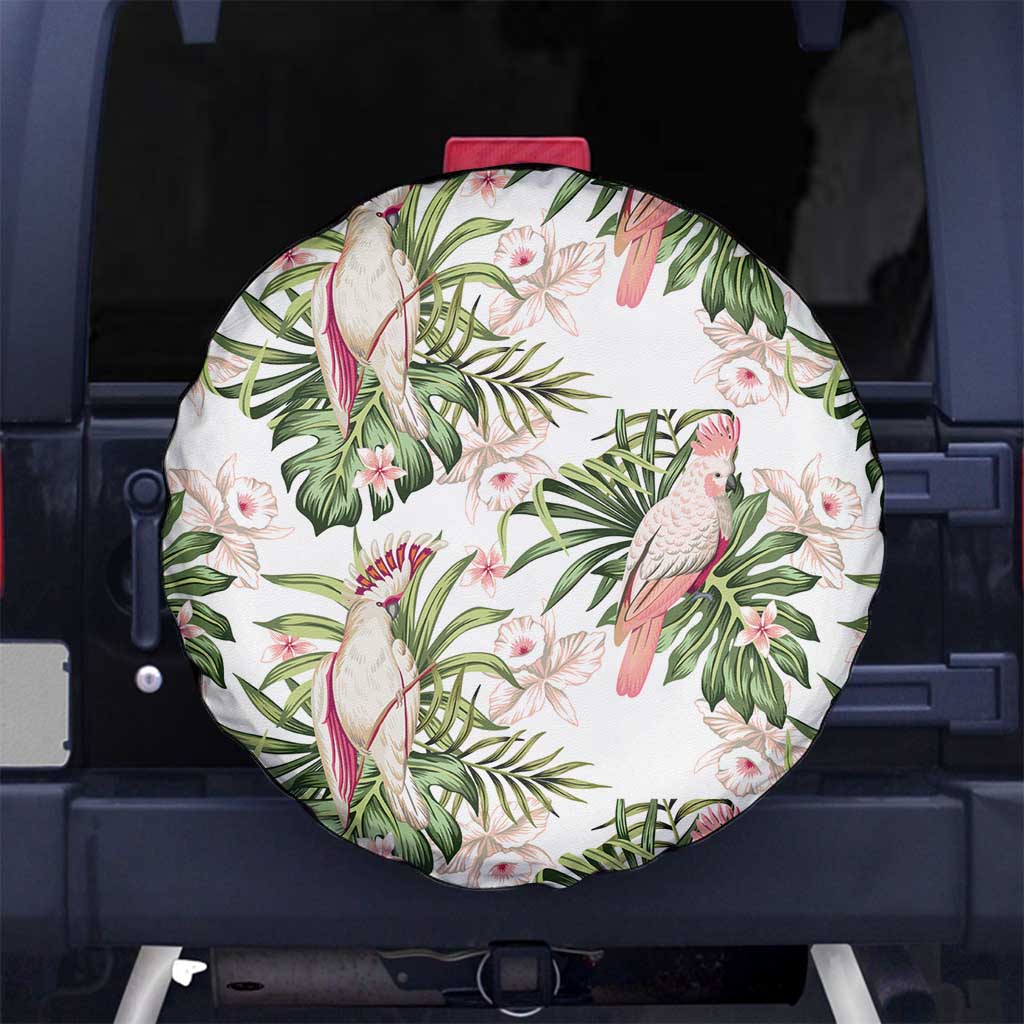 Australia Pink Cockatoo Spare Tire Cover Aussie Orchids - Seamless Pattern