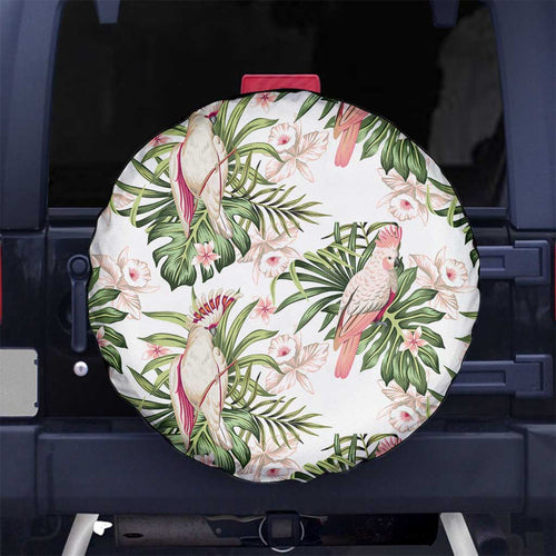 Australia Pink Cockatoo Spare Tire Cover Aussie Orchids - Seamless Pattern