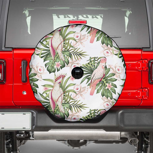 Australia Pink Cockatoo Spare Tire Cover Aussie Orchids - Seamless Pattern
