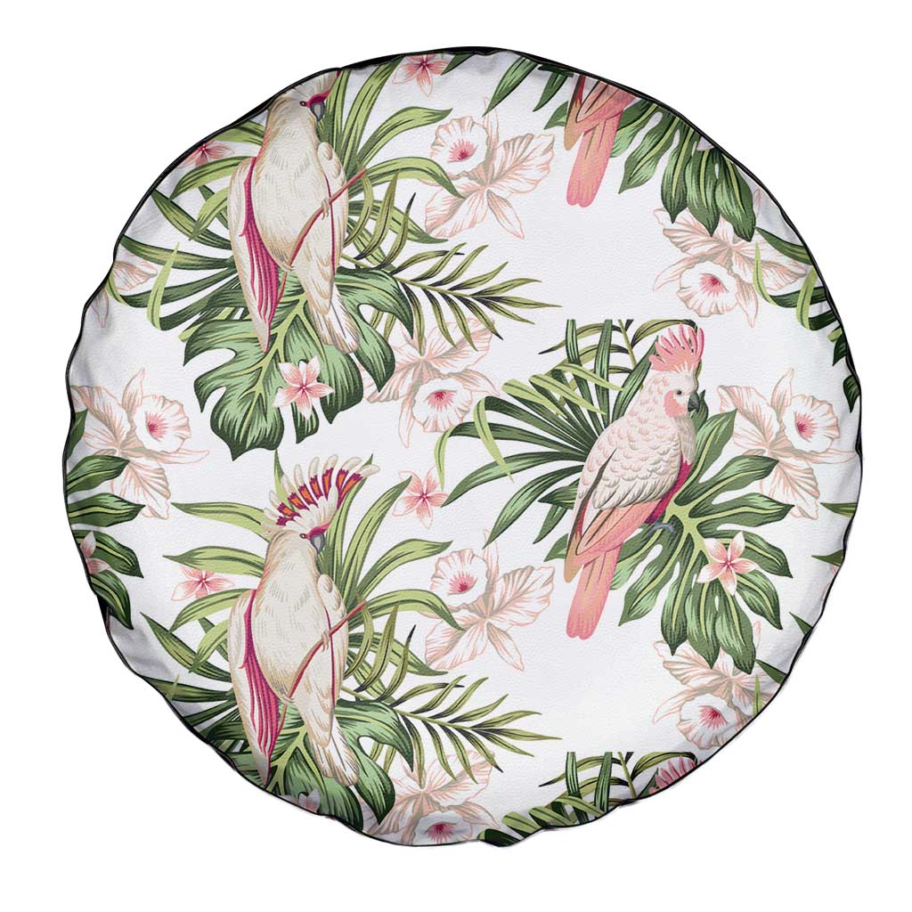 Australia Pink Cockatoo Spare Tire Cover Aussie Orchids - Seamless Pattern
