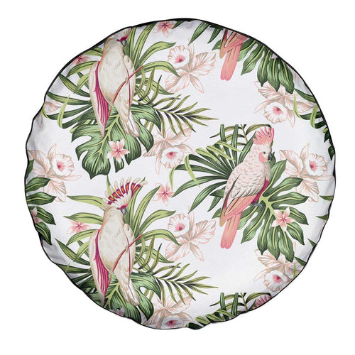 Australia Pink Cockatoo Spare Tire Cover Aussie Orchids - Seamless Pattern