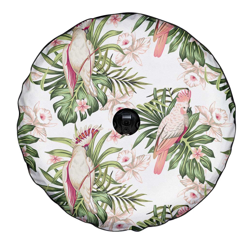 Australia Pink Cockatoo Spare Tire Cover Aussie Orchids - Seamless Pattern