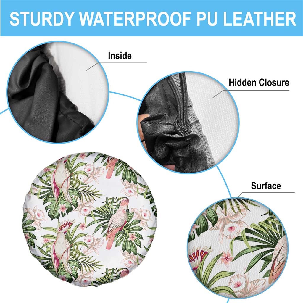 Australia Pink Cockatoo Spare Tire Cover Aussie Orchids - Seamless Pattern