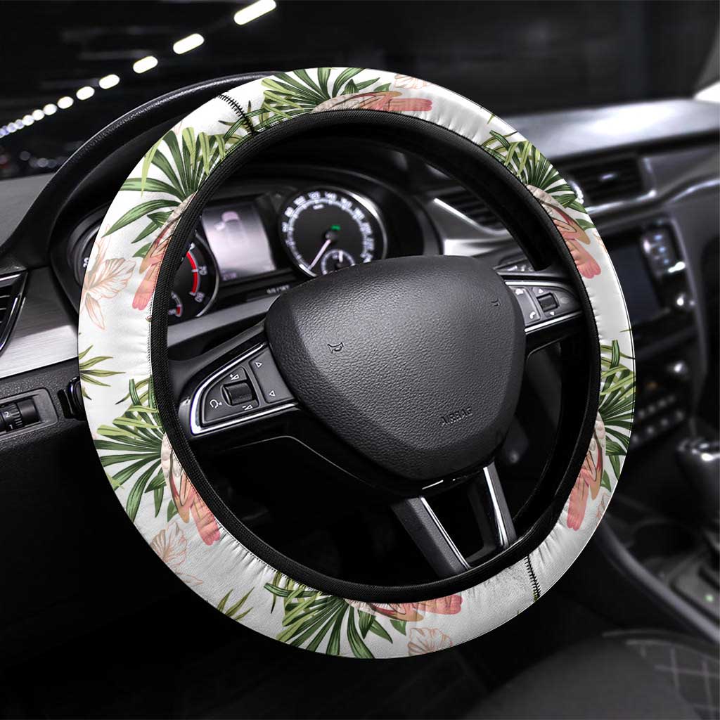 Australia Pink Cockatoo Steering Wheel Cover Aussie Orchids - Seamless Pattern