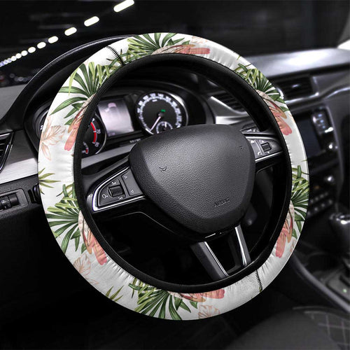 Australia Pink Cockatoo Steering Wheel Cover Aussie Orchids - Seamless Pattern