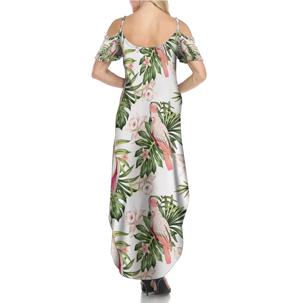 Australia Pink Cockatoo Summer Maxi Dress Aussie Orchids - Seamless Pattern