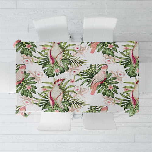 Australia Pink Cockatoo Tablecloth Aussie Orchids - Seamless Pattern
