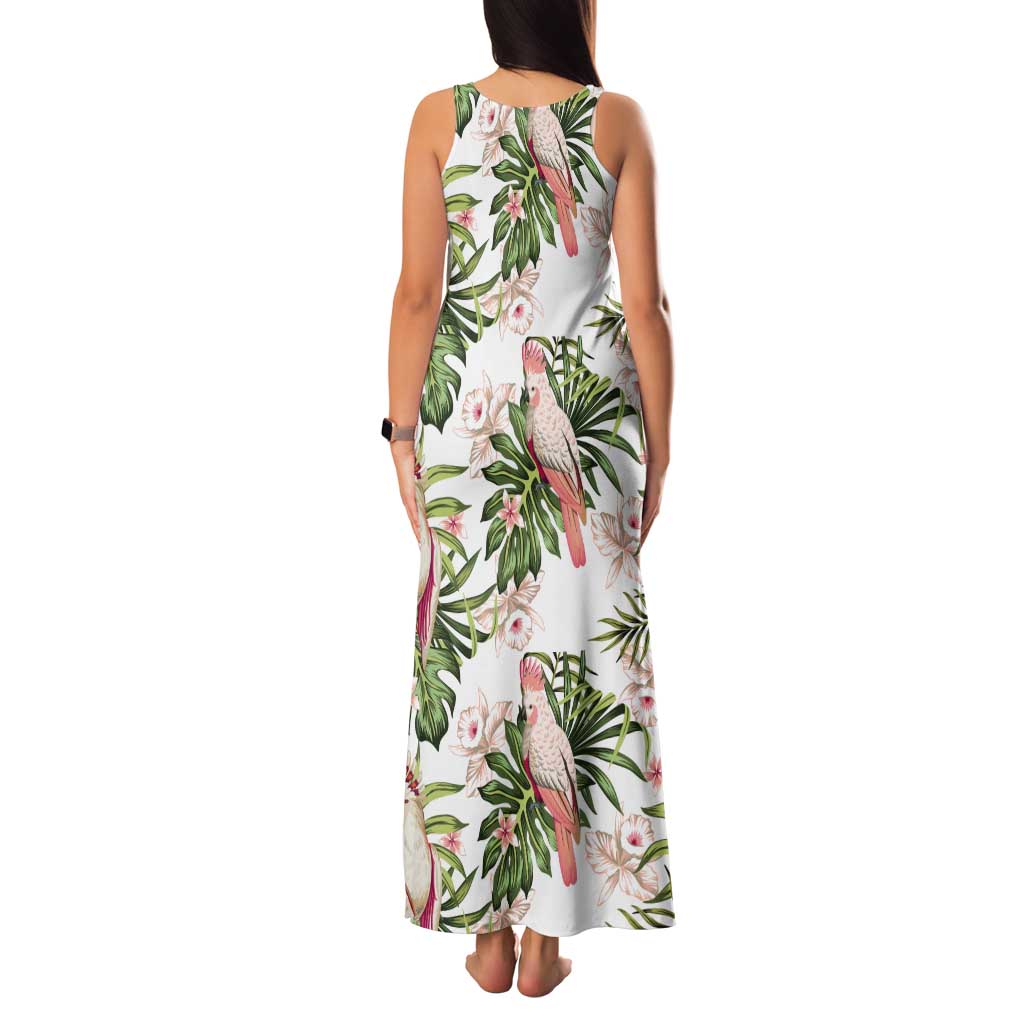 Australia Pink Cockatoo Tank Maxi Dress Aussie Orchids - Seamless Pattern