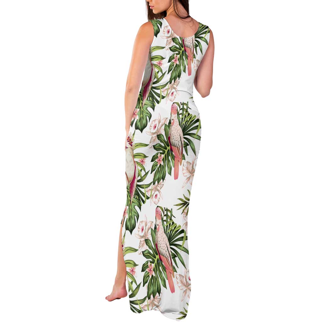 Australia Pink Cockatoo Tank Maxi Dress Aussie Orchids - Seamless Pattern
