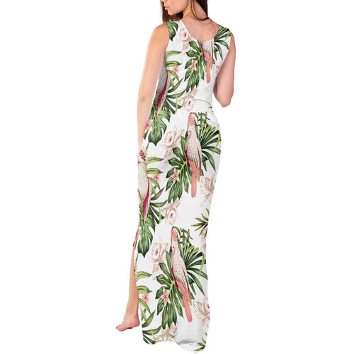 Australia Pink Cockatoo Tank Maxi Dress Aussie Orchids - Seamless Pattern