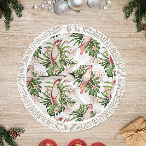 Australia Pink Cockatoo Tree Skirt Aussie Orchids - Seamless Pattern