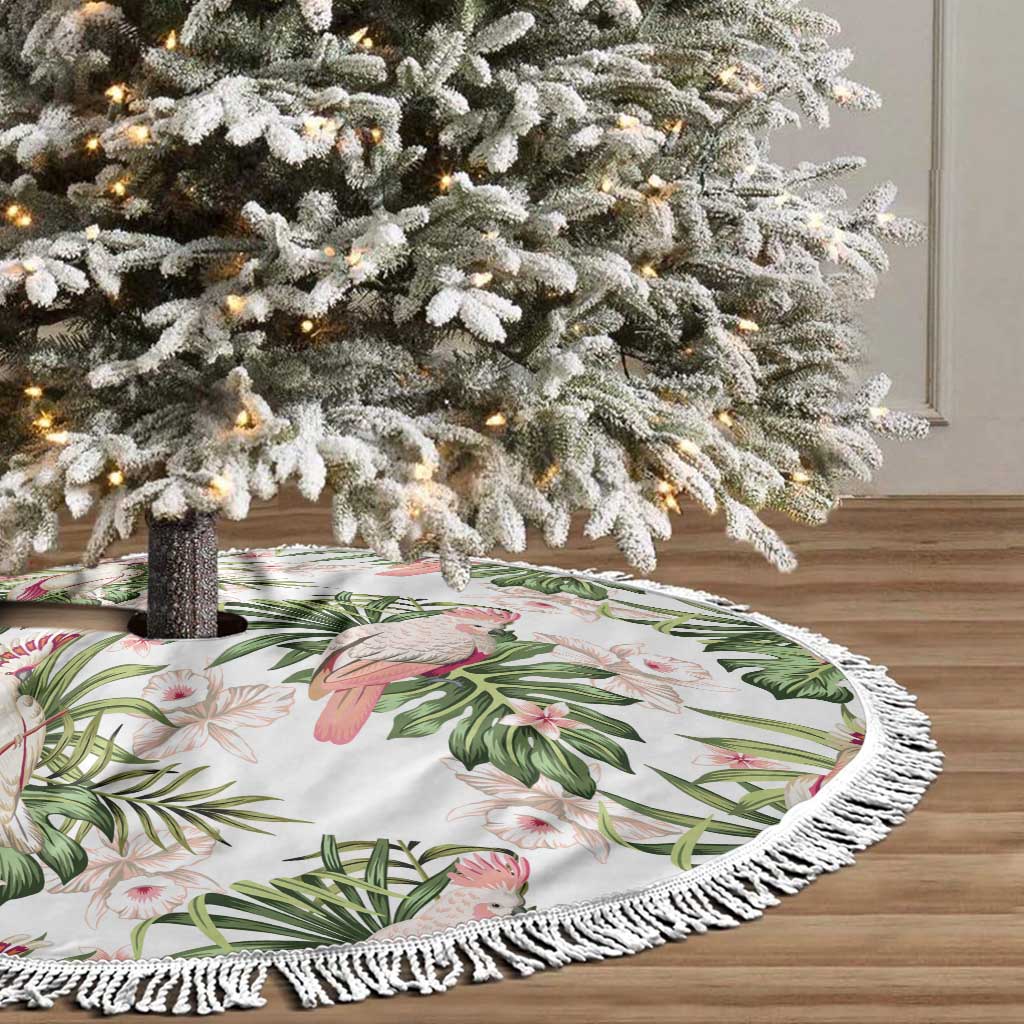 Australia Pink Cockatoo Tree Skirt Aussie Orchids - Seamless Pattern