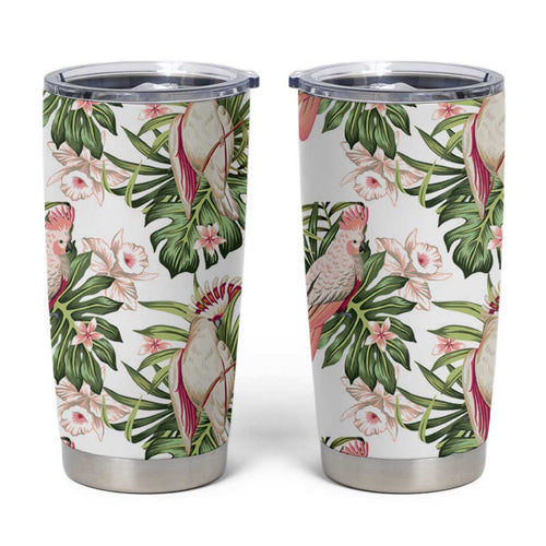 Australia Pink Cockatoo Tumbler Cup Aussie Orchids - Seamless Pattern