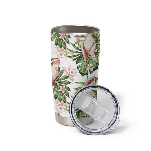 Australia Pink Cockatoo Tumbler Cup Aussie Orchids - Seamless Pattern