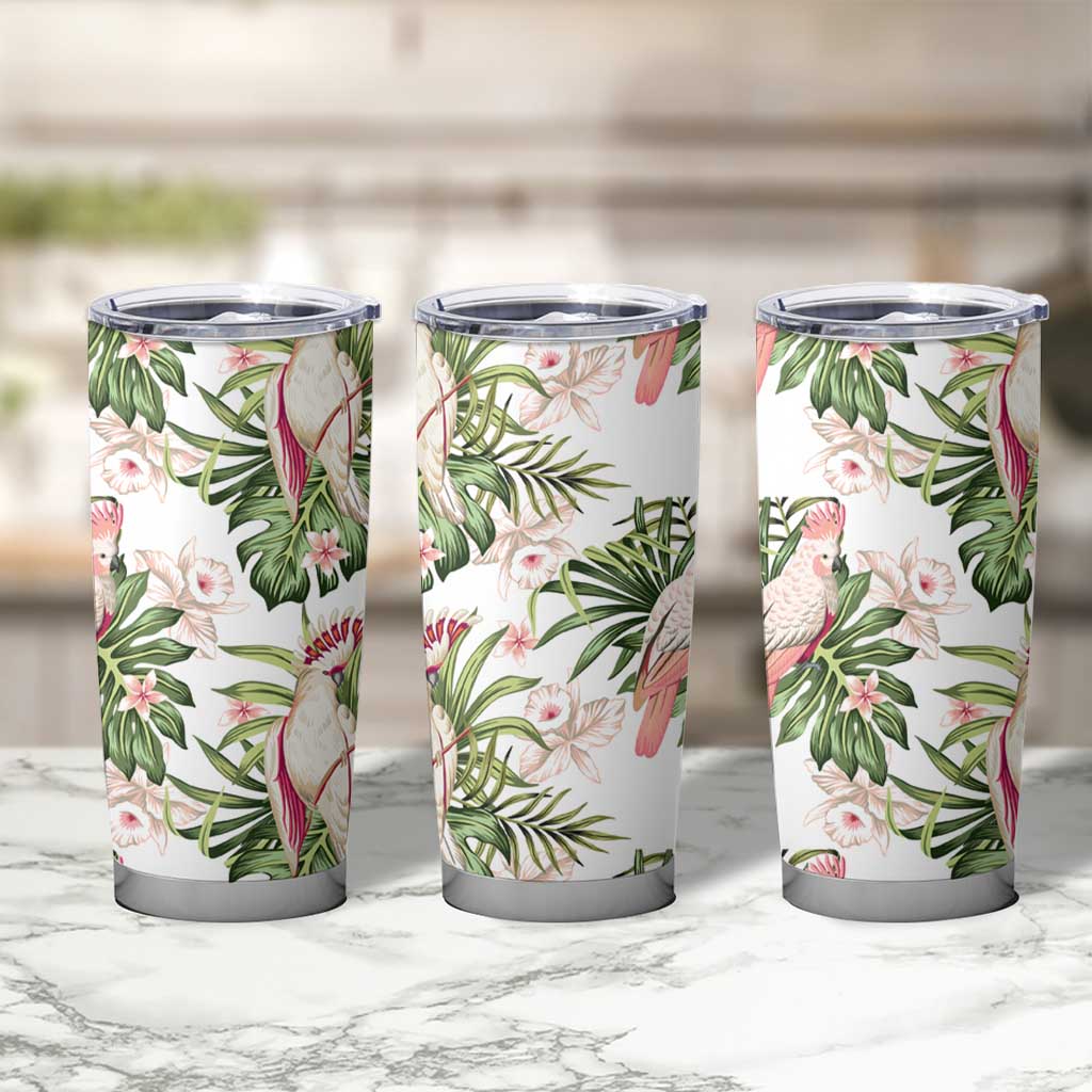 Australia Pink Cockatoo Tumbler Cup Aussie Orchids - Seamless Pattern