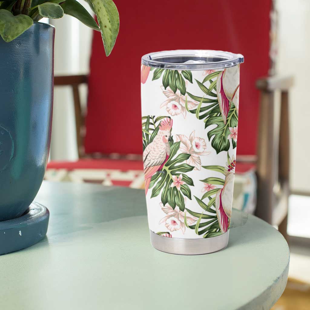 Australia Pink Cockatoo Tumbler Cup Aussie Orchids - Seamless Pattern
