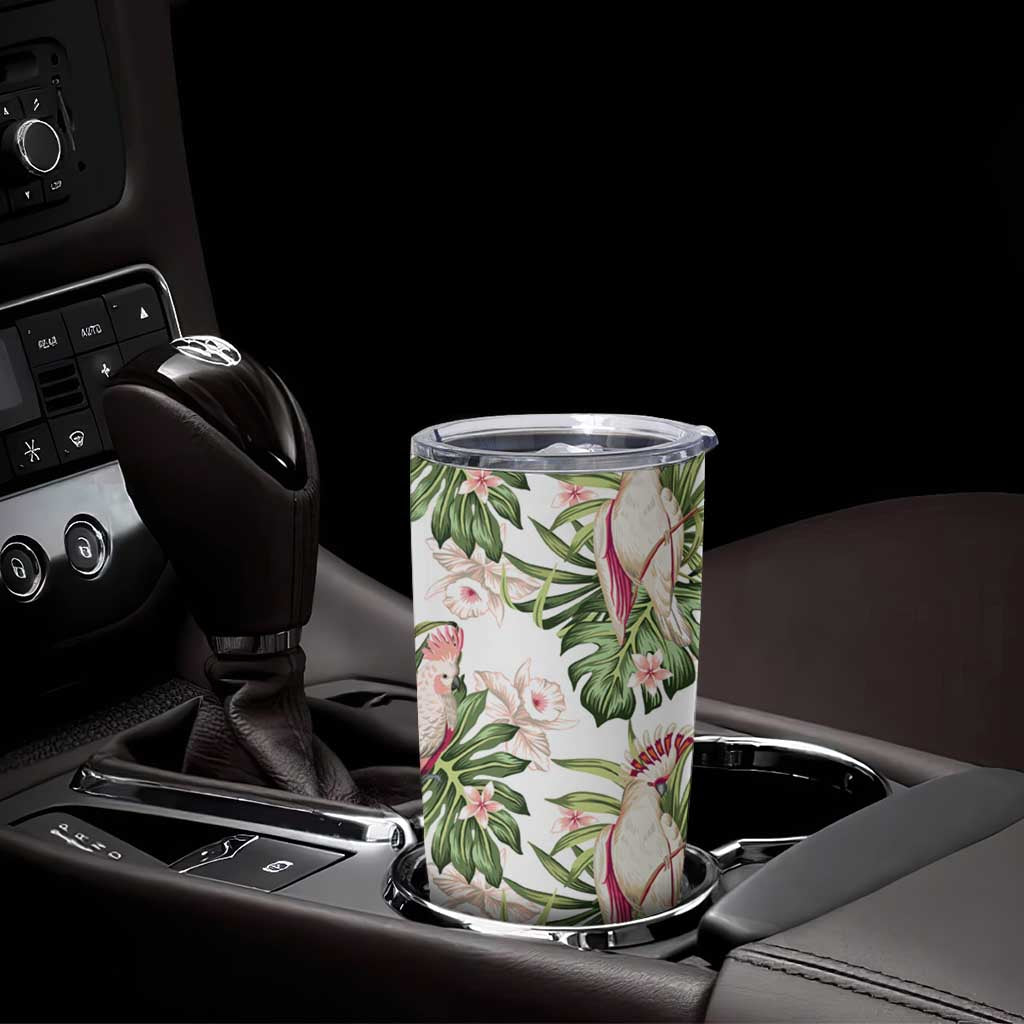Australia Pink Cockatoo Tumbler Cup Aussie Orchids - Seamless Pattern