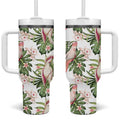 Australia Pink Cockatoo Tumbler With Handle Aussie Orchids - Seamless Pattern